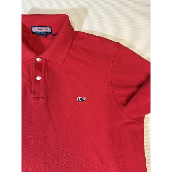 Vineyard Vines Classic Whale Short Sleeve Polo Shirt (Men's Large) Red - Picture 3 of 8